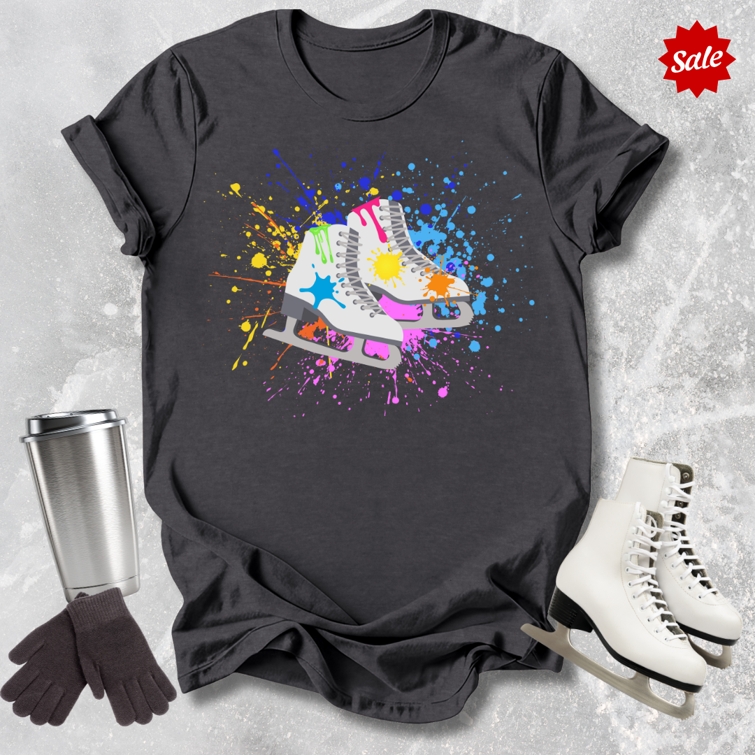 Paint Splatter Skates Adult T-Shirt