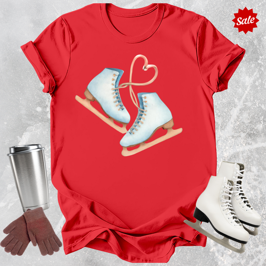 Figure Skates Heart Adult T-Shirt