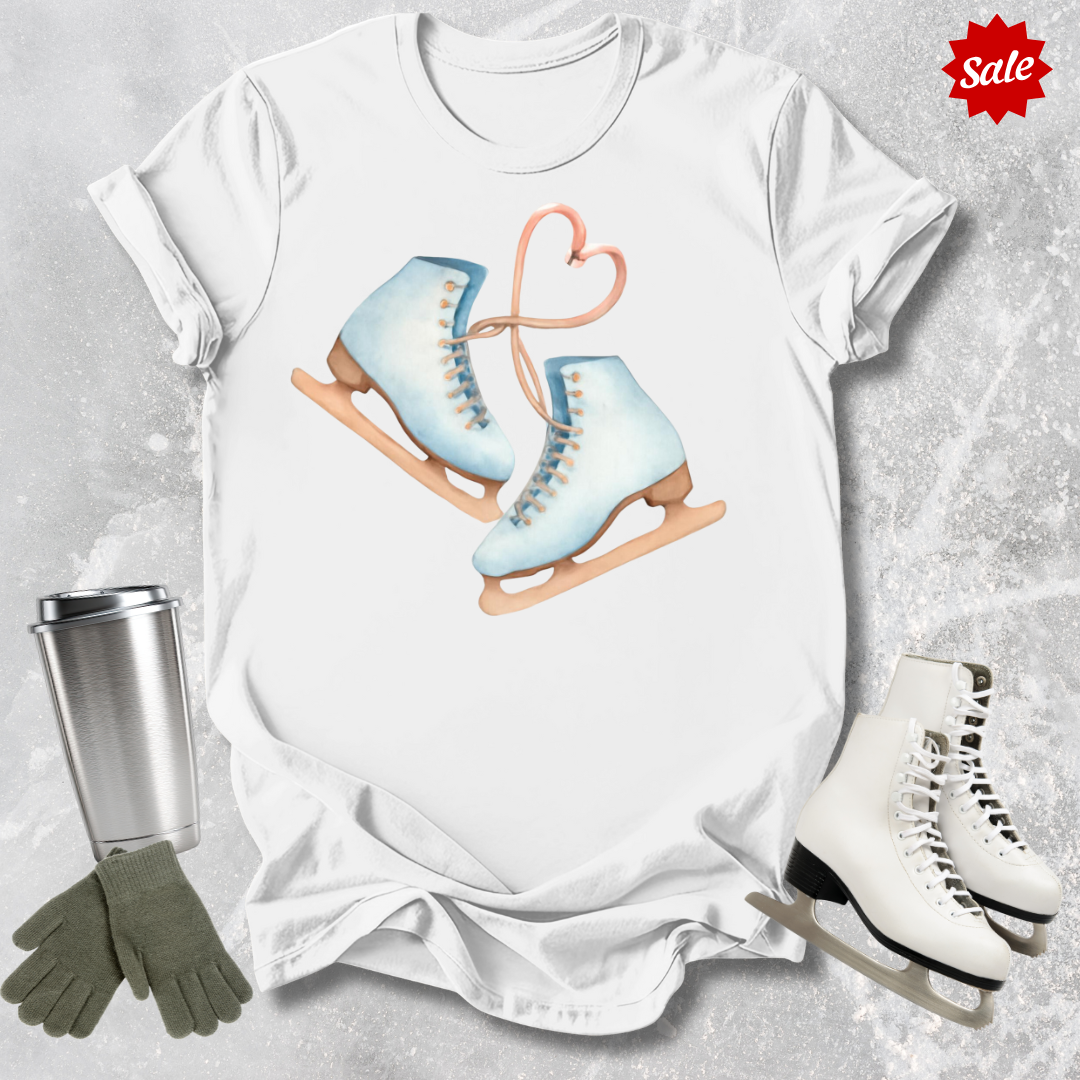 Figure Skates Heart Adult T-Shirt