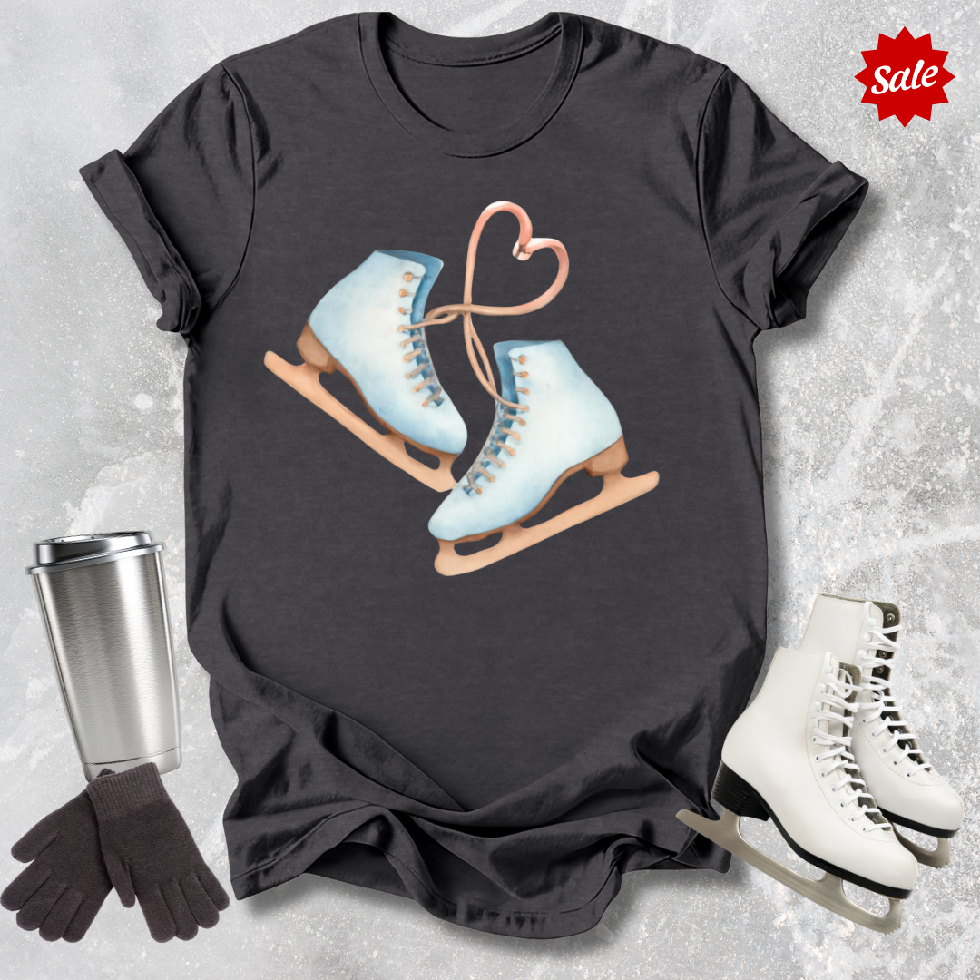 Figure Skates Heart Adult T-Shirt