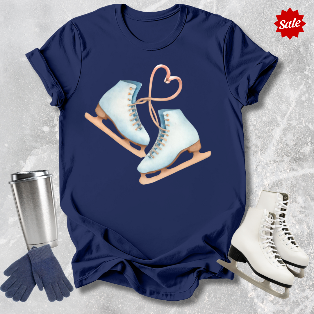 Figure Skates Heart Adult T-Shirt